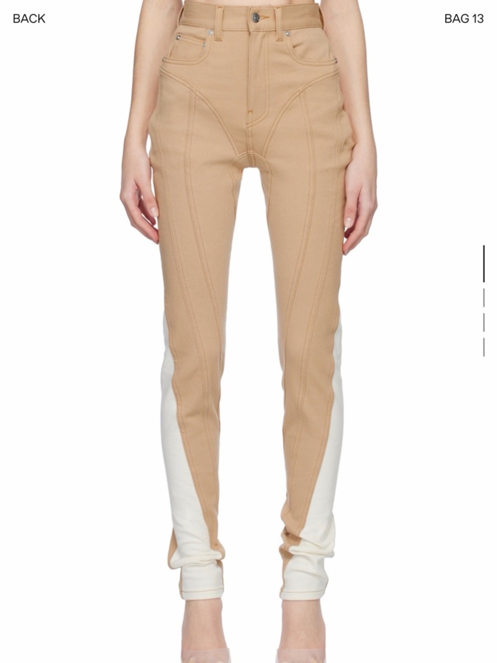 Mugler Two-Tone Tan and Off-White jeans